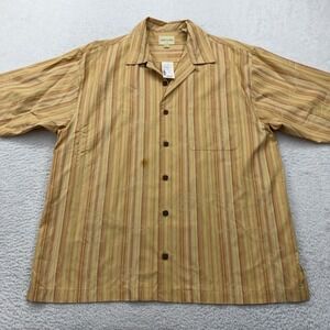 NWT Joseph Feiss Mens Silk Striped Short Sleeve Button Up Shirt L